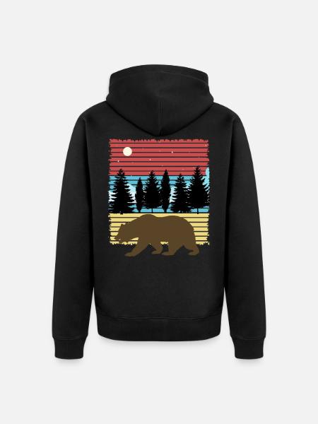 Bär - Abenteuer - Wald - Unisex Premium Bio Zip Hoodie - Schwarz