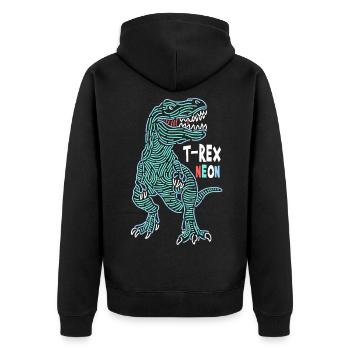 T-Rex Neon - Unisex Premium Bio Zip Hoodie - Schwarz - Hinten - Nico (187cm)