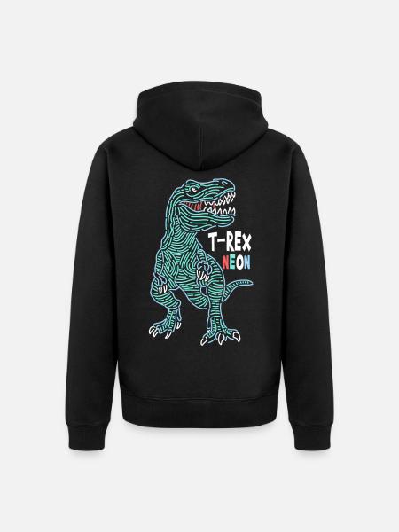 T-Rex Neon - Unisex Premium Organic Zip Hoodie - black