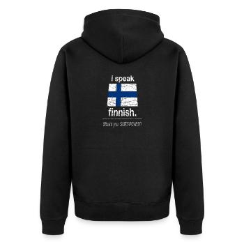 Super finnois langue finlandais rigolo amusement - Veste à capuche bio Premium Unisexe - noir - Dos - Nico (187cm)
