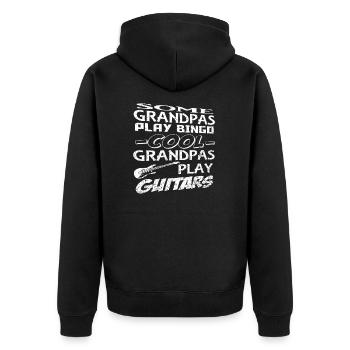 Grandfather grandpa family guitar music hobby gift - Unisex Premium Organic Zip Hoodie - black - Back - Nico (187cm)