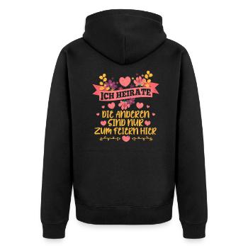 Junggesellinnenabschied - Unisex Premium Bio Zip Hoodie - Schwarz - Hinten - Nico (187cm)