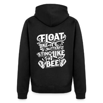Float Like A Butterfly sting like a bee - Unisex Premium Bio Zip Hoodie - Schwarz - Hinten - Nico (187cm)