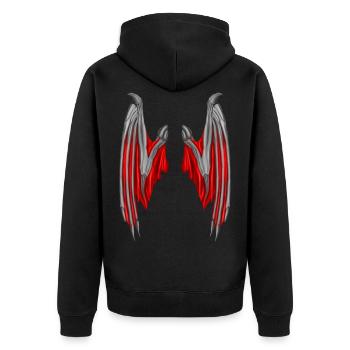 Aile de démon en rouge - Veste à capuche bio Premium Unisexe - noir - Dos - Nico (187cm)