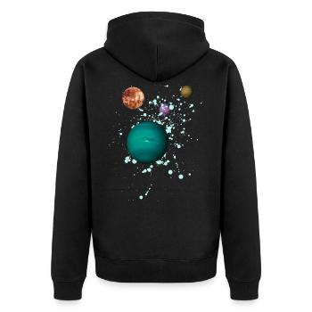 Space - Planet - Galaxy - Unisex Premium Organic Zip Hoodie - black - Back - Nico (187cm)