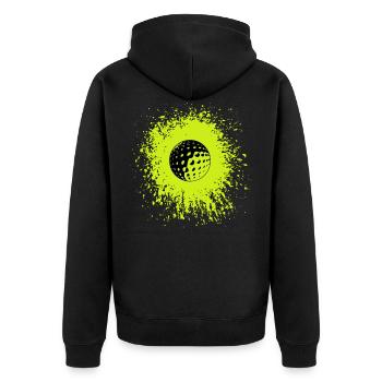 Golfer - Golfen - Golf - Unisex Premium Bio Zip Hoodie - Schwarz - Hinten - Nico (187cm)