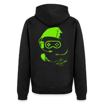 Gamer - nerd - gaming - nerdy - gift - Unisex Premium Organic Zip Hoodie - black - Back - Nico (187cm)