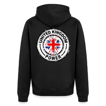 Großbritannien Macht - Unisex Premium Bio Zip Hoodie - Schwarz - Hinten - Nico (187cm)