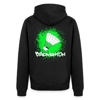 Badminton - Federball - Unisex Premium Organic Zip Hoodie - black - Back - Nico (187cm)