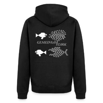 Strong Together - Teamwork - School of Fish Nature - Unisex Premium Organic Zip Hoodie - black - Back - Nico (187cm)