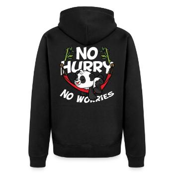 Relaxing Panda Chilling Relax Funny Gift - Unisex Premium Organic Zip Hoodie - black - Back - Nico (187cm)