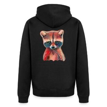 racoon - Unisex Premium Organic Zip Hoodie - black - Back - Nico (187cm)