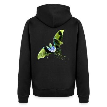 Fledermaus - Unisex Premium Bio Zip Hoodie - Schwarz - Hinten - Nico (187cm)