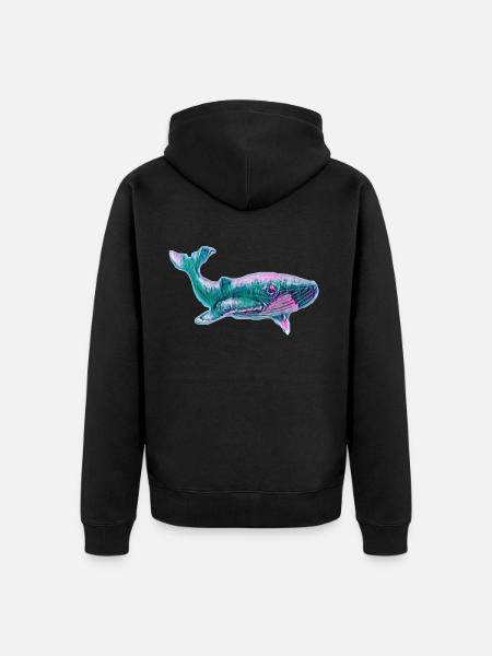 Blauwal - Unisex Premium Bio Zip Hoodie - Schwarz