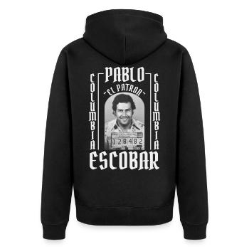 Pablo Escobar - Unisex Premium Bio Zip Hoodie - Schwarz - Hinten - Nico (187cm)