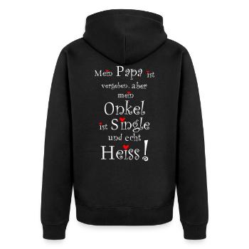 Uncle is single and real hot-dad forgive - Unisex Premium Organic Zip Hoodie - black - Back - Nico (187cm)