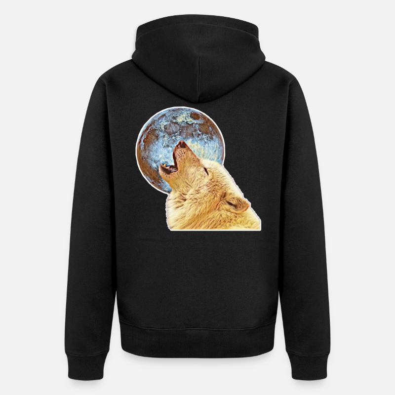 Wolf - Unisex Premium Bio Zip Hoodie - Schwarz