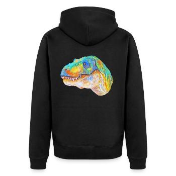 T-Rex - Unisex Premium Organic Zip Hoodie - black - Back - Nico (187cm)