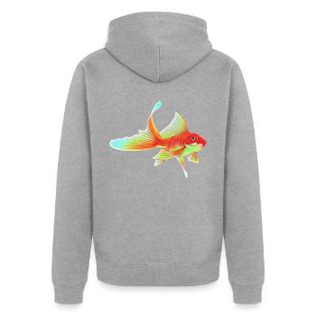 Goldfisch - Unisex Premium Bio Zip Hoodie - Grau meliert - Hinten - Nico (187cm)