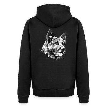 Schäferhund - Unisex Premium Bio Zip Hoodie - Schwarz - Hinten - Nico (187cm)