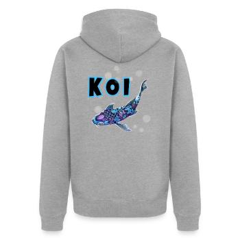 Koi - Unisex Premium Bio Zip Hoodie - Grau meliert - Hinten - Nico (187cm)