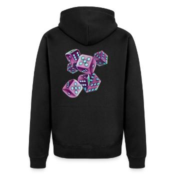 Würfel - Unisex Premium Bio Zip Hoodie - Schwarz - Hinten - Nico (187cm)