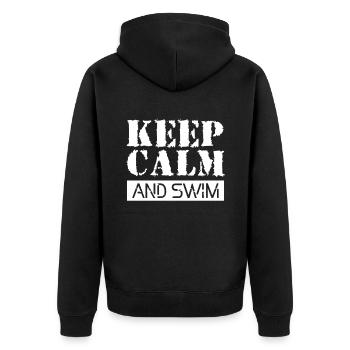 Schwimmen Schwimmer - Unisex Premium Bio Zip Hoodie - Schwarz - Hinten - Nico (187cm)