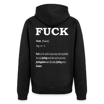 Fuck Word Meaning Duden Fun Definition Wiki - Unisex Premium Organic Zip Hoodie - black - Back - Nico (187cm)