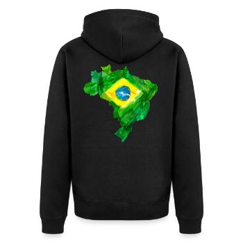 Brasilien - Unisex Premium Bio Zip Hoodie - Schwarz - Hinten - Nico (187cm)