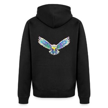 Eule - Unisex Premium Bio Zip Hoodie - Schwarz - Hinten - Nico (187cm)