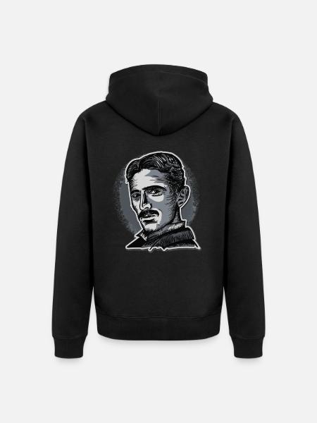 Nikola Tesla oppfinner, fysiker, elektroingeniør - Premium økologisk unisex-hettejakke - svart