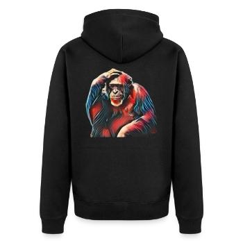 Affe - Unisex Premium Bio Zip Hoodie - Schwarz - Hinten - Nico (187cm)