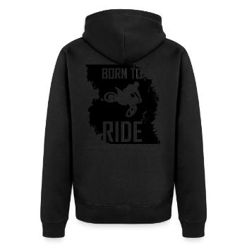 born to ride - Unisex Premium Bio Zip Hoodie - Schwarz - Hinten - Nico (187cm)