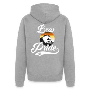Bear Pride LGBT Gay Pride CSD Bär Fetish Community - Unisex Premium Bio Zip Hoodie - Grau meliert - Hinten - Nico (187cm)