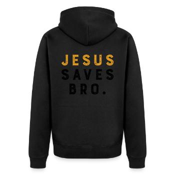 Jésus sauve le frère. - Veste à capuche bio Premium Unisexe - noir - Dos - Nico (187cm)