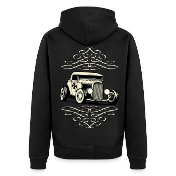 US Old Car - Unisex Premium Bio Zip Hoodie - Schwarz - Hinten - Nico (187cm)