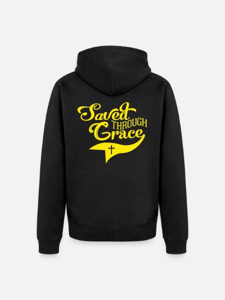 Saved Through Grace - Unisex Premium Organic Zip Hoodie - black