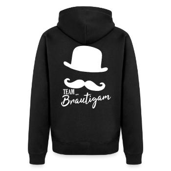 Team Bräutigam - Unisex Premium Bio Zip Hoodie - Schwarz - Hinten - Nico (187cm)