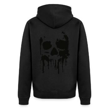Totenkopf, Skull, Splash - Unisex Premium Organic Zip Hoodie - black - Back - Nico (187cm)