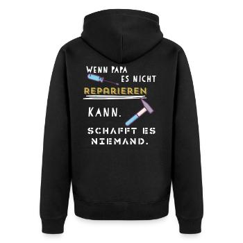 Vater Papa Reparieren Geschenk Spruch Werkzeug - Unisex Premium Bio Zip Hoodie - Schwarz - Hinten - Nico (187cm)