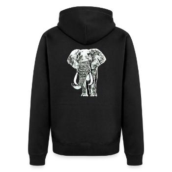 Elefant - Unisex Premium Bio Zip Hoodie - Schwarz - Hinten - Nico (187cm)