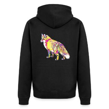 Fuchs - Unisex Premium Bio Zip Hoodie - Schwarz - Hinten - Nico (187cm)