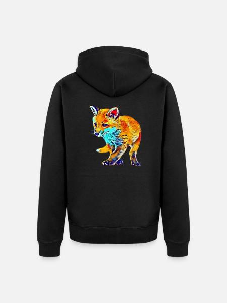Fox - Unisex Premium Organic Zip Hoodie - black