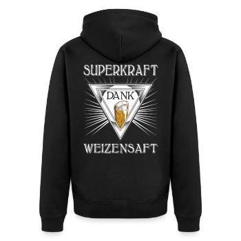 SUPERBRAFT thanks to WHEAT JUICE ☺ Bierspruch - Unisex Premium Organic Zip Hoodie - black - Back - Nico (187cm)