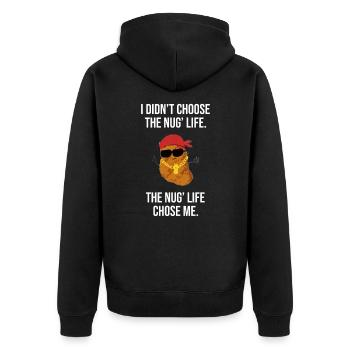 Chicken Nugget Huhn Fast Food Nuggets Geschenk - Unisex Premium Bio Zip Hoodie - Schwarz - Hinten - Nico (187cm)