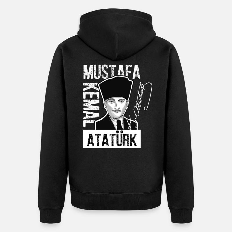 Mustafa Kemal Ataturk - Veste à capuche bio Premium Unisexe - noir