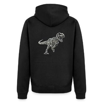 T-Rex - Unisex Premium Bio Zip Hoodie - Schwarz - Hinten - Nico (187cm)