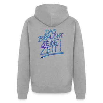 Zeit - Unisex Premium Bio Zip Hoodie - Grau meliert - Hinten - Nico (187cm)
