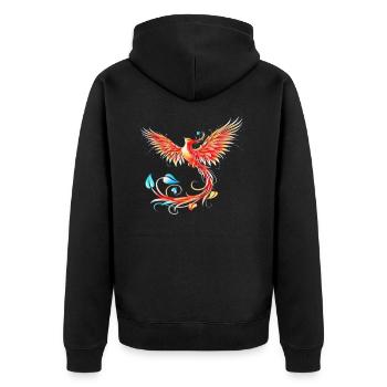 Phoenix - Unisex Premium Organic Zip Hoodie - black - Back - Nico (187cm)