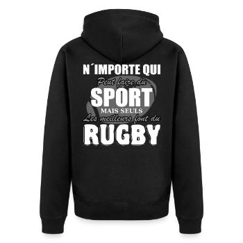 Rugby Shirt • Les Meilleurs sportifs font du Rugby - Veste à capuche bio Premium Unisexe - noir - Dos - Nico (187cm)
